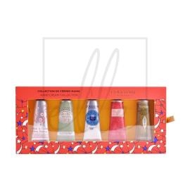 L'occitane hand cream collection set (cherry blossom - 30ml + amande - 30ml + shea butter - 30ml + roses et reines - 30ml + verveine cooling hand cream - 30ml)